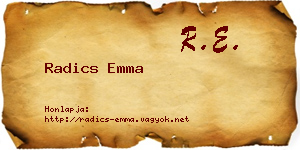 Radics Emma névjegykártya